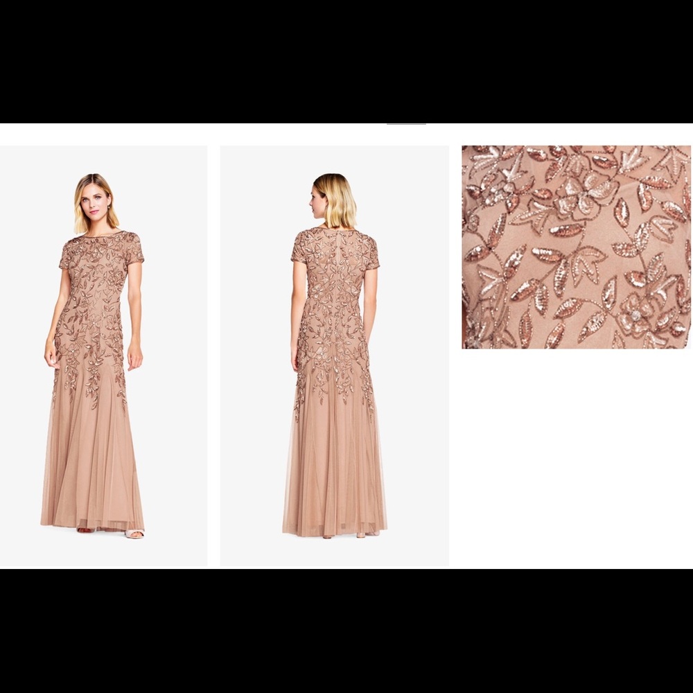 Adrianna Pappel beaded gown with godets